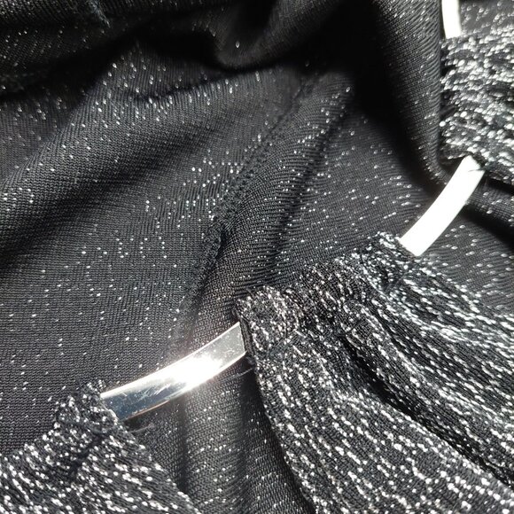 Catherines Plus Blouse Size 4X Christmas Black Shine Silver Tunic Metal Party - Picture 5 of 8